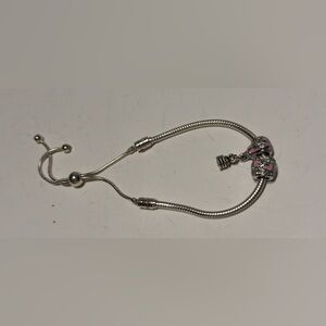 Silver Adjustable Pandora Bracelet W/4 Charms